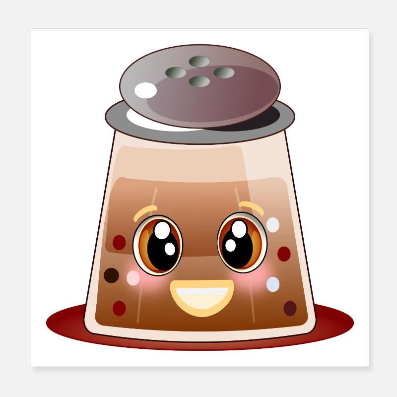 Kawaii Pfeffer - Pfefferkörner - Pfefferstreuer Poster 20x20 cm