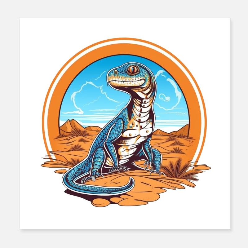 lézard dans la conception de paysage désertique Poster 20 x 20 cm