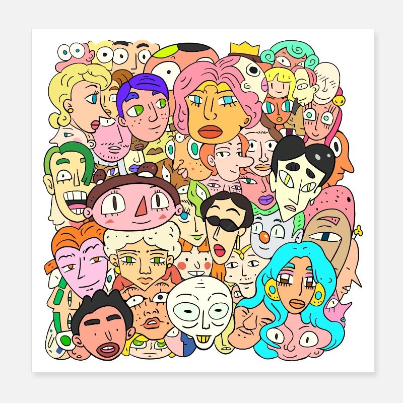 Viele Gesichter Poster 20x20 cm