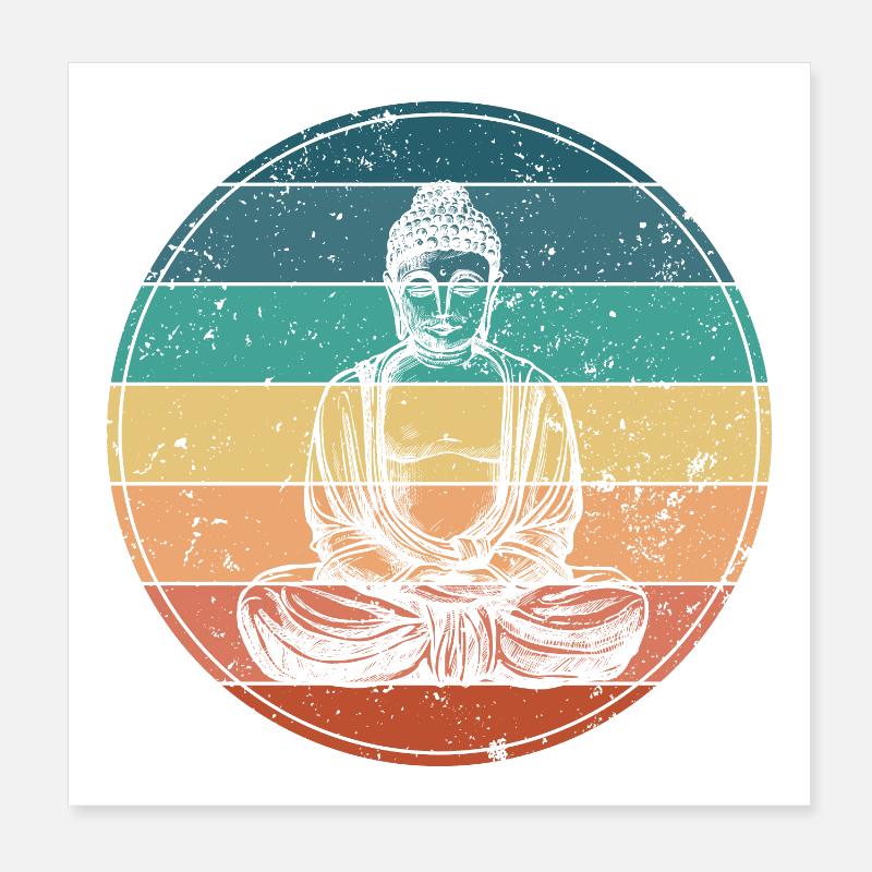 Buddha in Rainbow Meditation Poster 8" x 8" (20x20 cm)