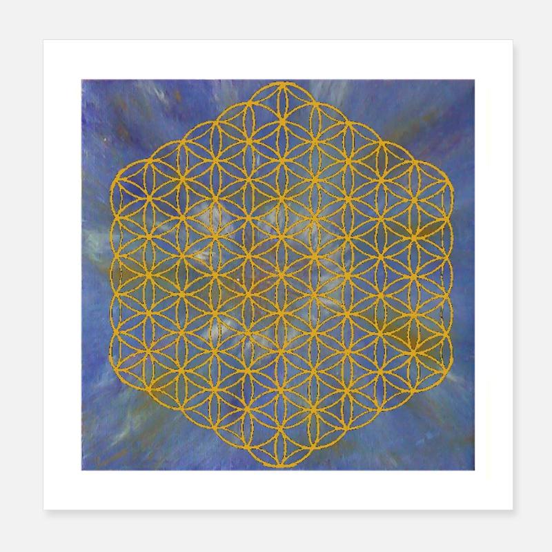 Blume des Lebens - 5. Dimension "Erzengel Michael" Poster 20x20 cm