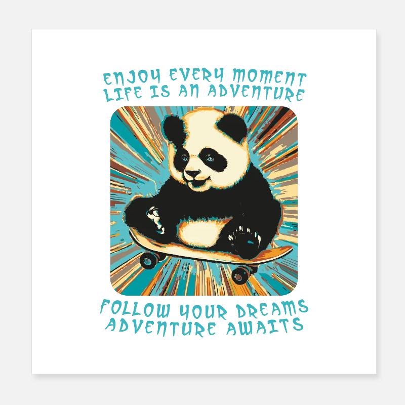 L’aventure de Panda sur roues Poster 20 x 20 cm