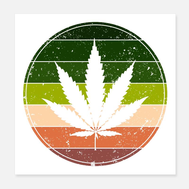 Retro Rainbow Cannabis Runde Poster 20x20 cm