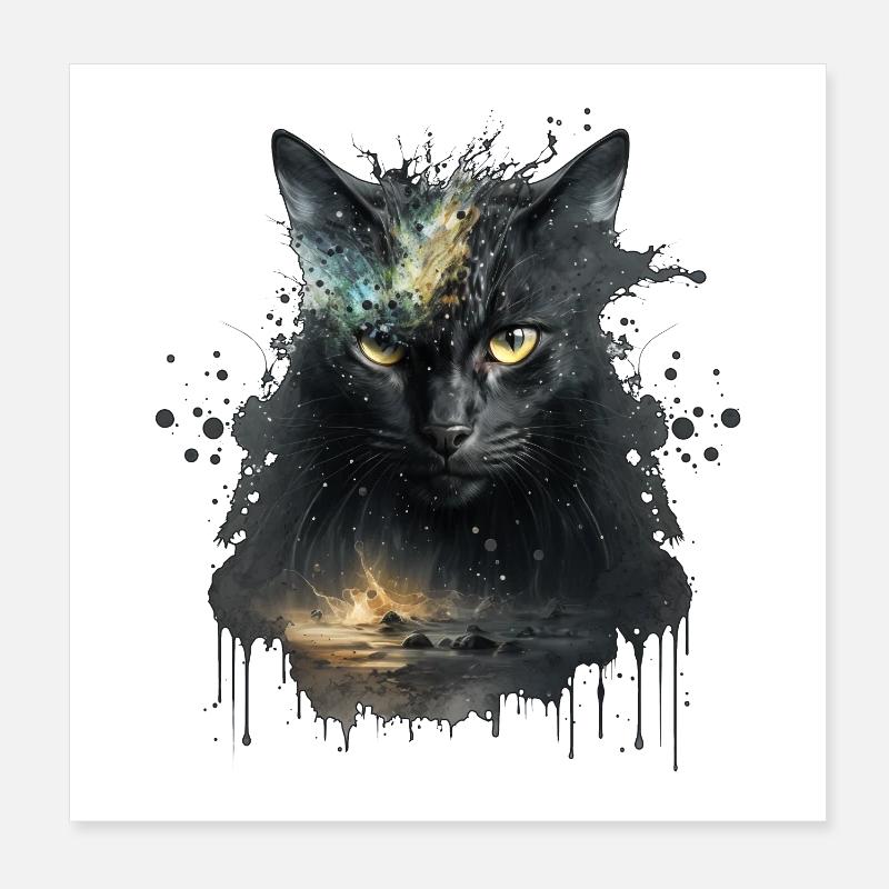 Chat noir dans la conception de l’espace Poster 20 x 20 cm