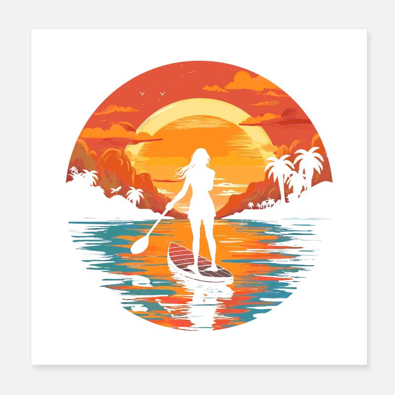 Girl on SUP - Poster 20 x 20 cm - blanc