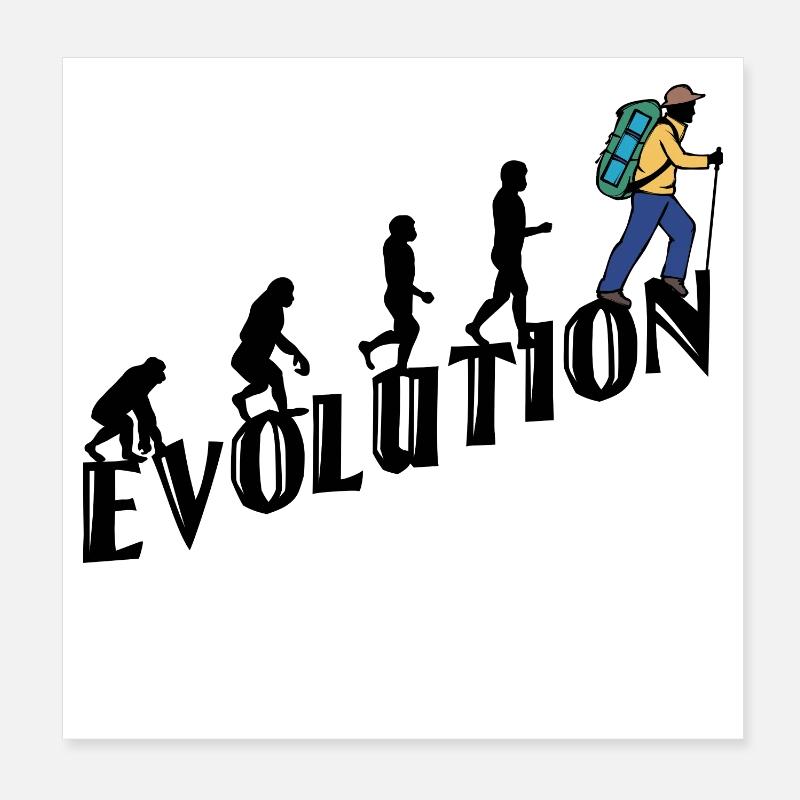 Hiking Evolution Hiker Hike Climbing Poster 8" x 8" (20x20 cm)