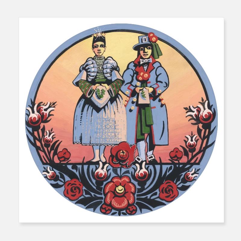 Sorbian folklore – couple in traditional costume Poster 8" x 8" (20x20 cm)