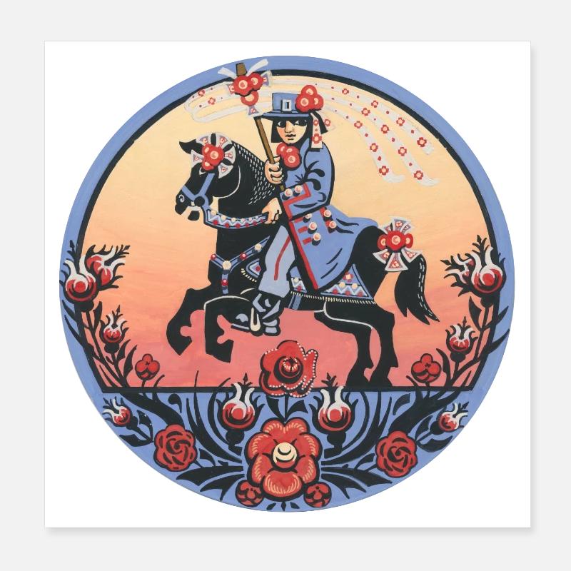 Folklore sorabe – Cavaliers et tradition des festivals - Poster 20 x 20 cm - blanc