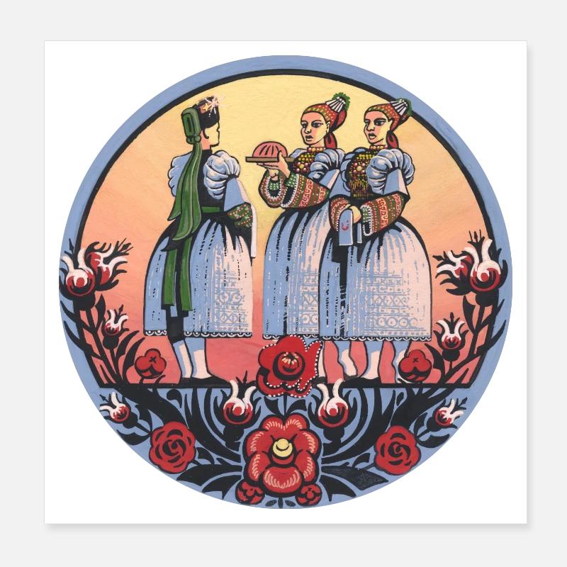 Folklore sorbe – Pain et costumes traditionnels Poster 20 x 20 cm