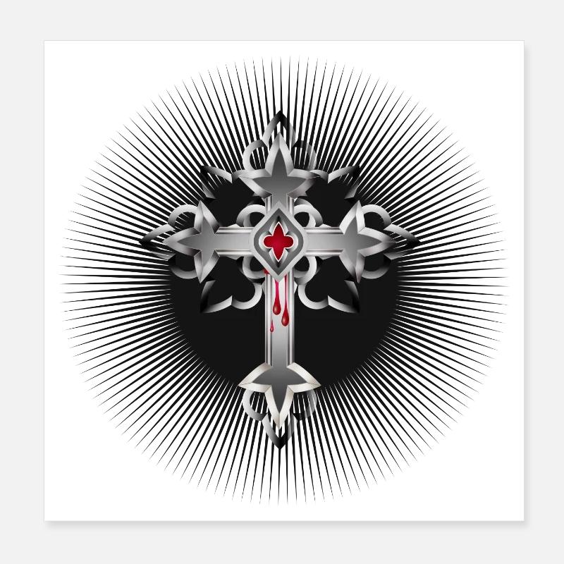 radiant Gothic cross made of Gothic elements Poster 8" x 8" (20x20 cm)