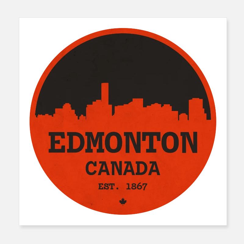 Cercle rétro Edmonton Skyline Poster 20 x 20 cm