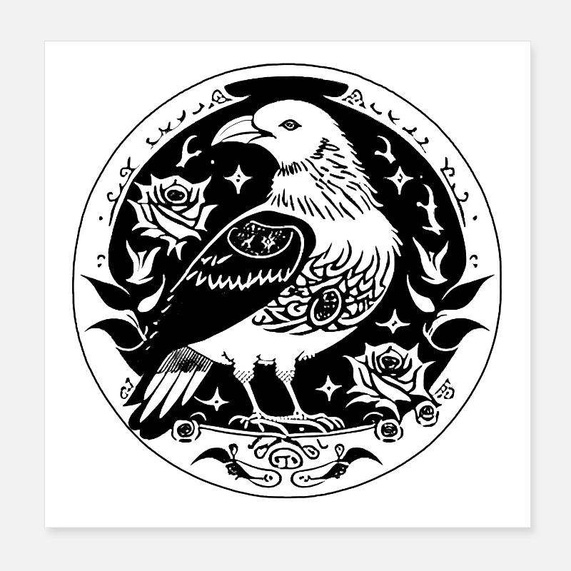 Goth Crow Poster 8" x 8" (20x20 cm)
