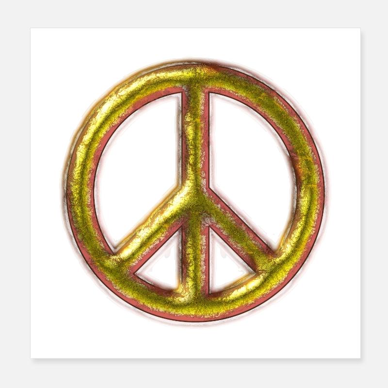 Brass Peace Sign Poster 8" x 8" (20x20 cm)