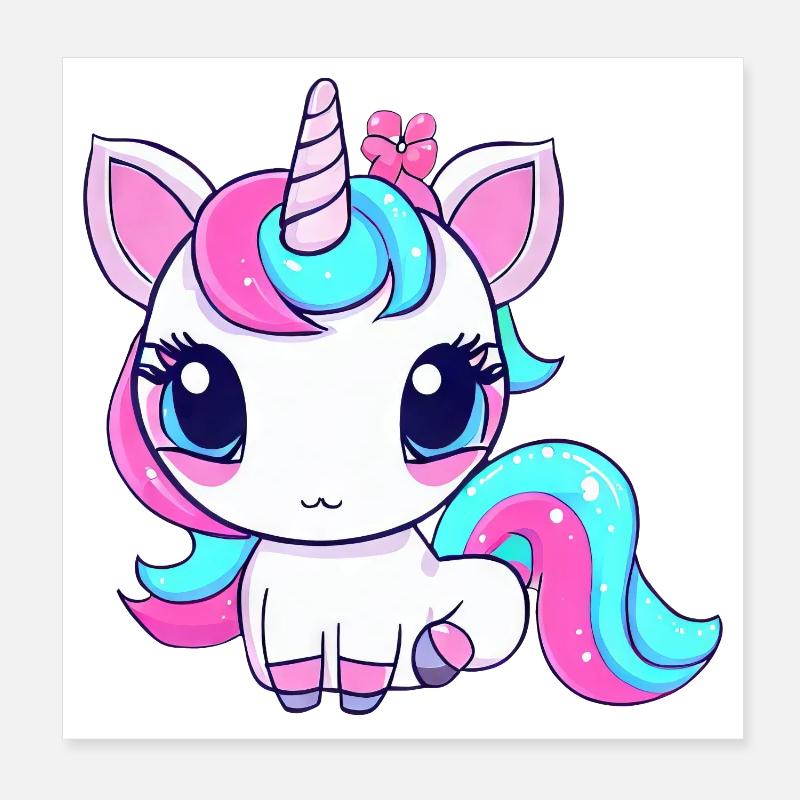 Süßes Kawaii Einhorn Poster 20x20 cm