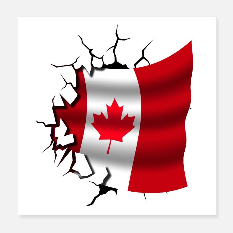 Drapeau du Canada - Canada - Drapeau Broken Design Poster 20 x 20 cm