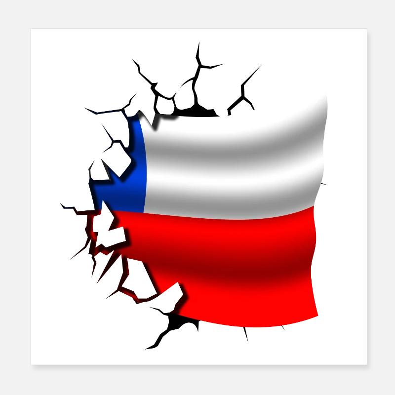 Drapeau du Chili - Chili - Drapeau Broken Design Poster 20 x 20 cm