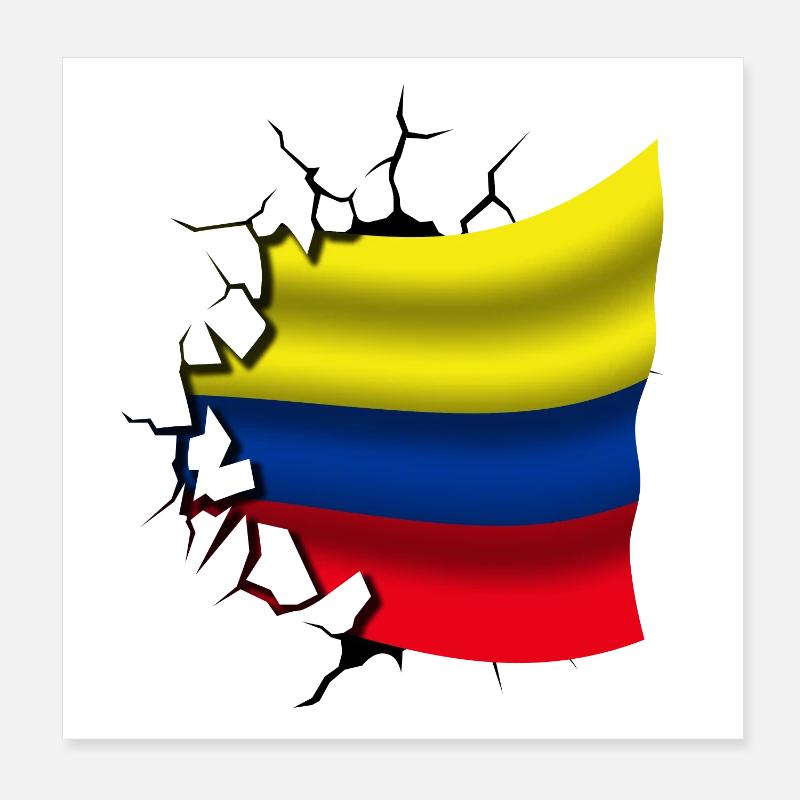 Drapeau de la Colombie - Colombie - Drapeau Broken Design Poster 20 x 20 cm