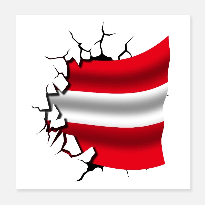 Drapeau de l’Autriche - Autriche - Drapeau Broken Design Poster 20 x 20 cm