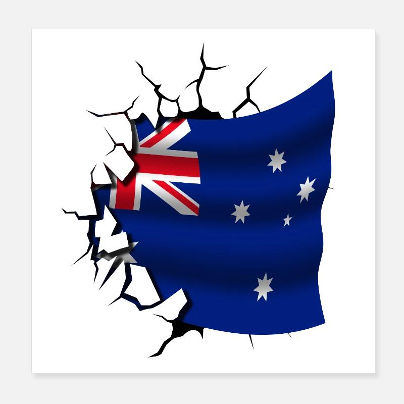 Drapeau de l’Australie - Australie - Drapeau cassé Poster 20 x 20 cm