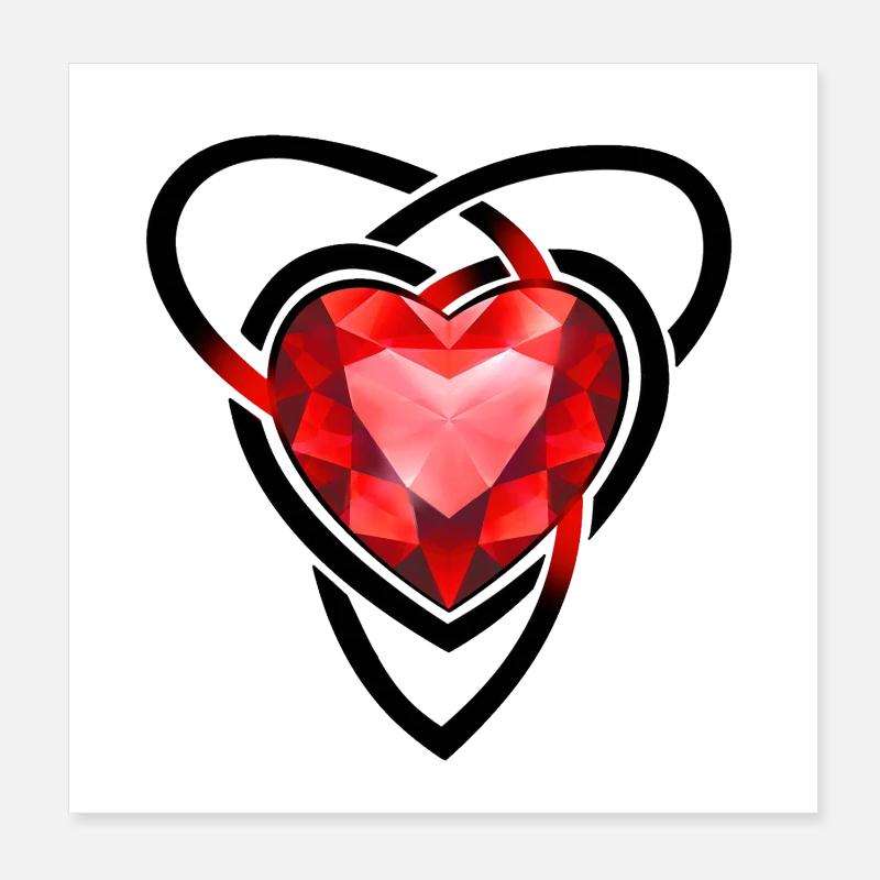 Faceted Red Gem Heart Poster 8" x 8" (20x20 cm)