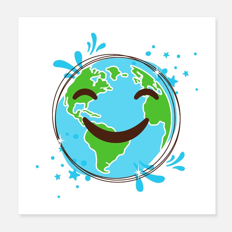 Terre Souriant design globe joyeux Poster 20 x 20 cm