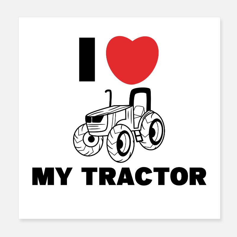 Farming Heart I Love Tractor Statement Farmer Poster 8" x 8" (20x20 cm)