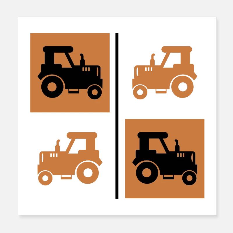Tractor Motor Vehicle Field Vehicle Tractor Bauer Poster 8" x 8" (20x20 cm)