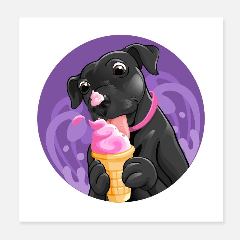 Chiot gourmand crème rose Poster 20 x 20 cm