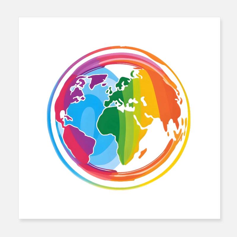 Rainbow Earth Poster 8" x 8" (20x20 cm)