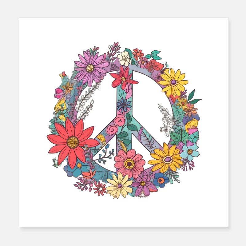 Blumen Peace Poster 20x20 cm