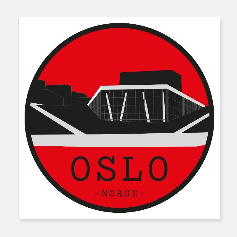 Oslo Operahus Silhouette - Poster 20x20 cm - Weiß