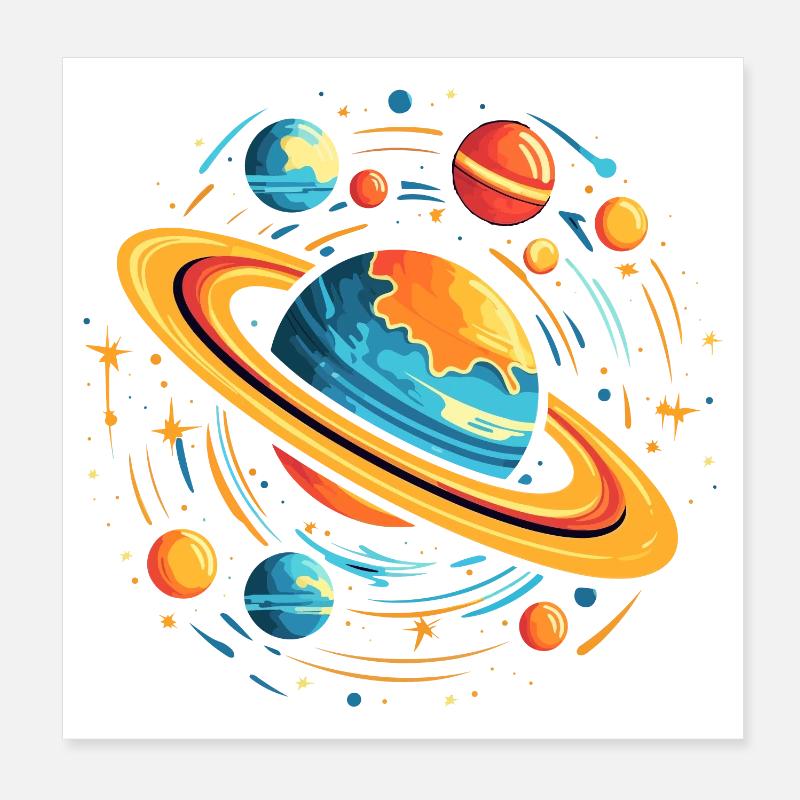 Galaxies spatiales Planètes Poster 20 x 20 cm