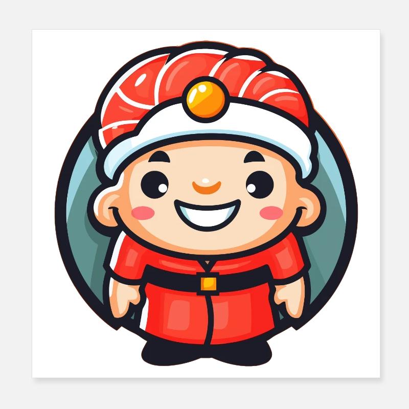 Mascotte du chef sushi Poster 20 x 20 cm