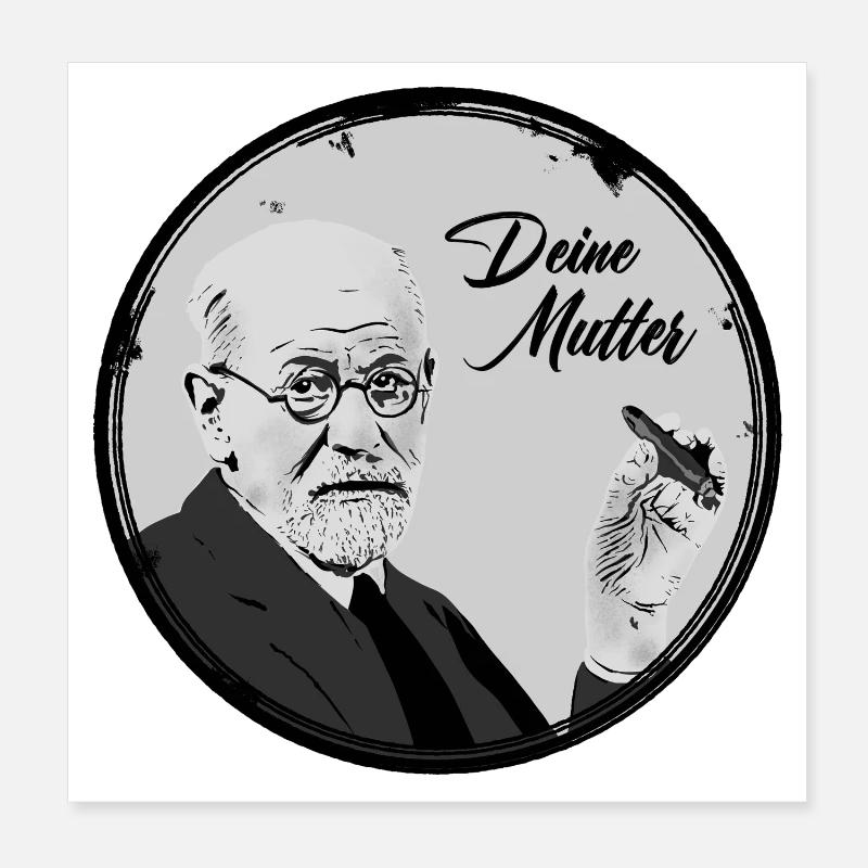 Deine Mutter Freud - Poster 20x20 cm - Weiß