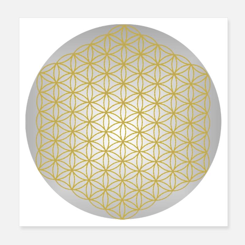 Fleur de Vie Or - 5ème Dimension - Mandala Poster 20 x 20 cm