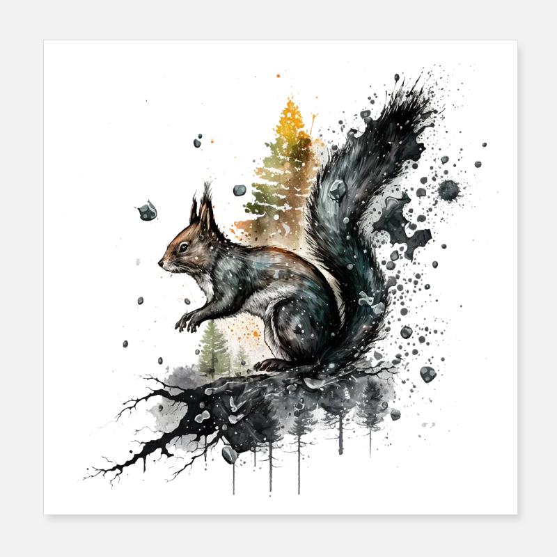 Wildtierkunst mit Wasserfarben-Effekt Poster 20x20 cm