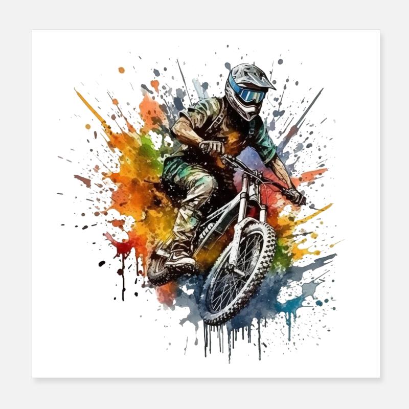 Mountain bikers - Poster 8" x 8" (20x20 cm) - white