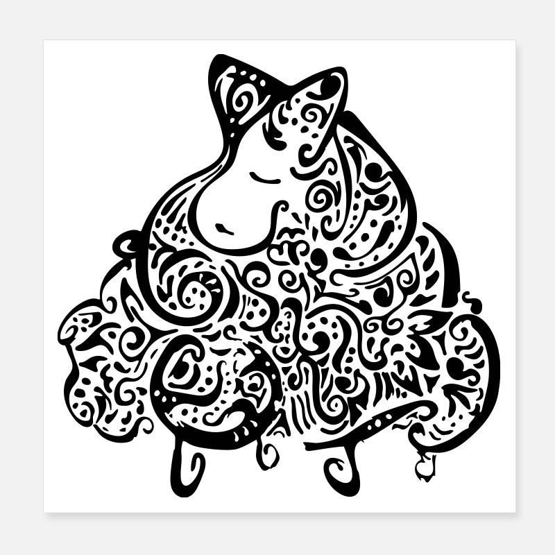 Abstraktes Schaf Ornamente Poster 20x20 cm