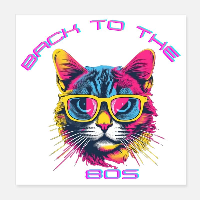 Retro cat design with sunglasses Poster 8" x 8" (20x20 cm)