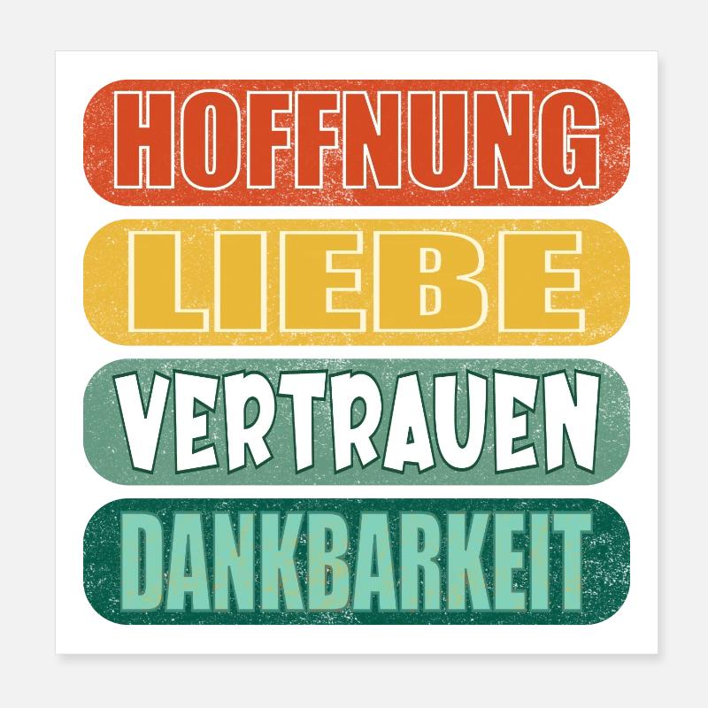 HOFFNUNG SPRÜCHE DANKBARKEIT - LIEBE VERTRAUEN Poster 20x20 cm