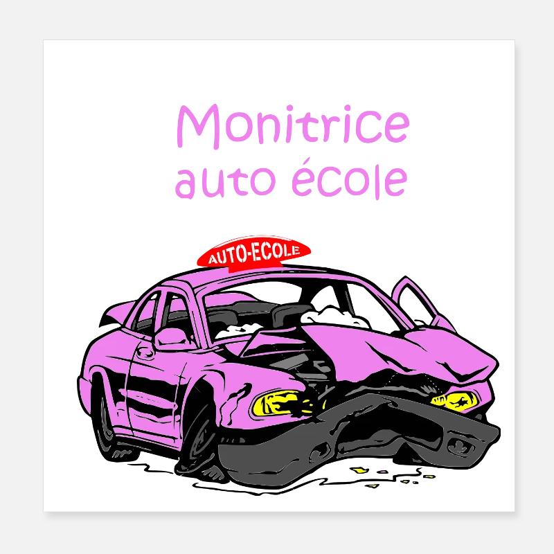 Monitrice auto-école - Poster 20 x 20 cm - blanc