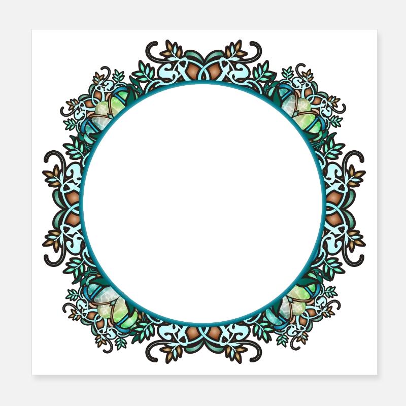 Jugendstil Rahmen in transparenter Glas Optik - Poster 20x20 cm - Weiß