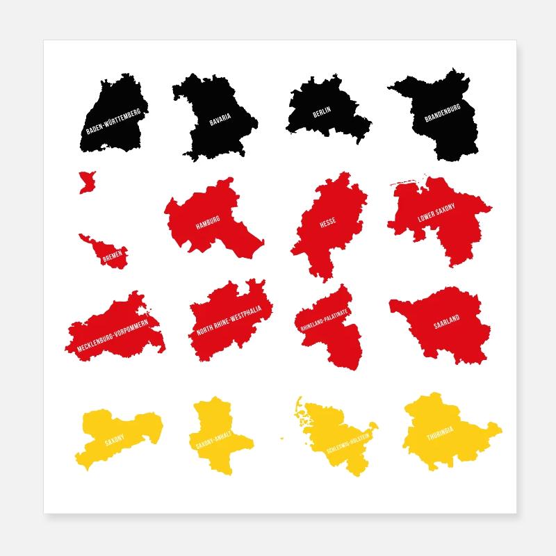 Tyske staters flag Poster 20x20 cm