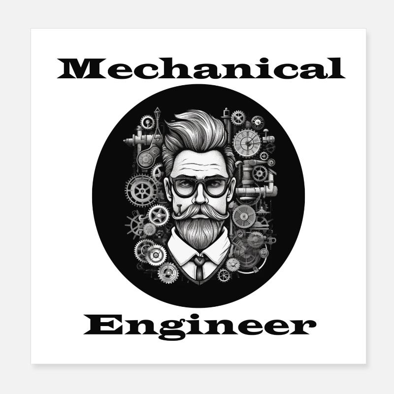 Mechanical Engineer - Poster 8" x 8" (20x20 cm) - white