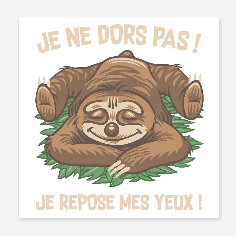 je ne dors pas ! - Poster 20 x 20 cm - blanc