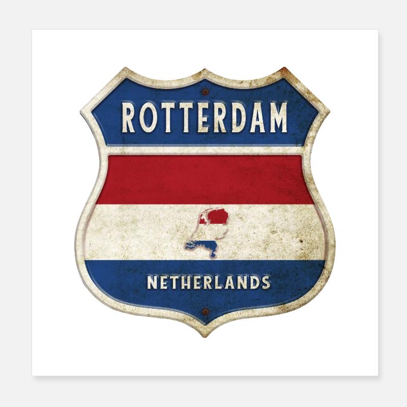 Rotterdam Niederlande Wappen Design - Poster 20x20 cm - Weiß