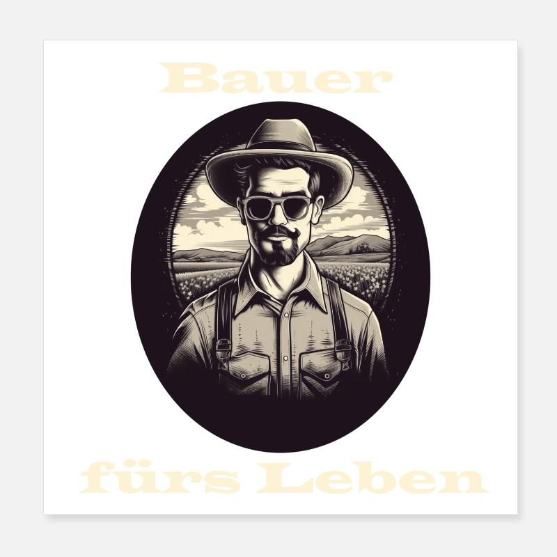 Bauer fürs Leben weiß - Poster 20x20 cm - Weiß