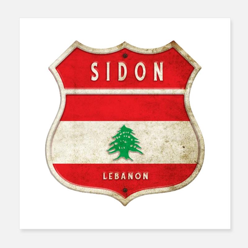 Sidon Liban Armoiries Drapeaux Design Poster 20 x 20 cm