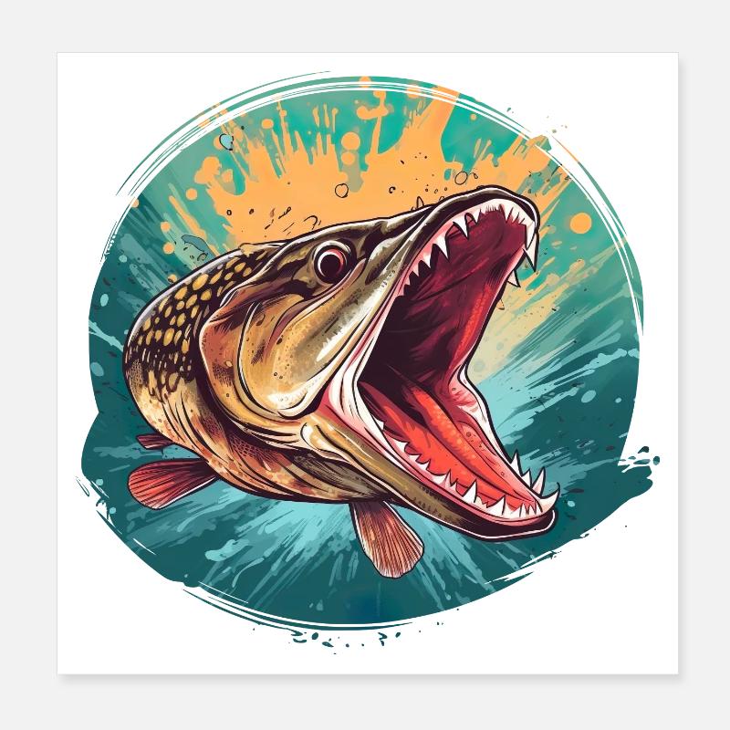 Pike Poster 8" x 8" (20x20 cm)