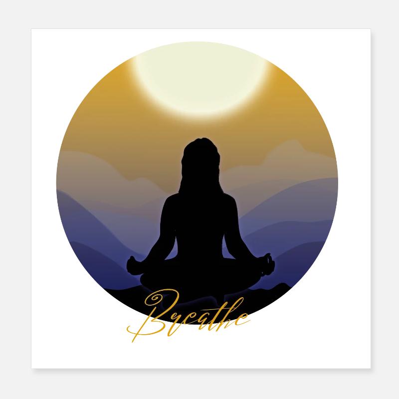 Conception de silhouette de méditation pour yoga respiratoire Poster 20 x 20 cm